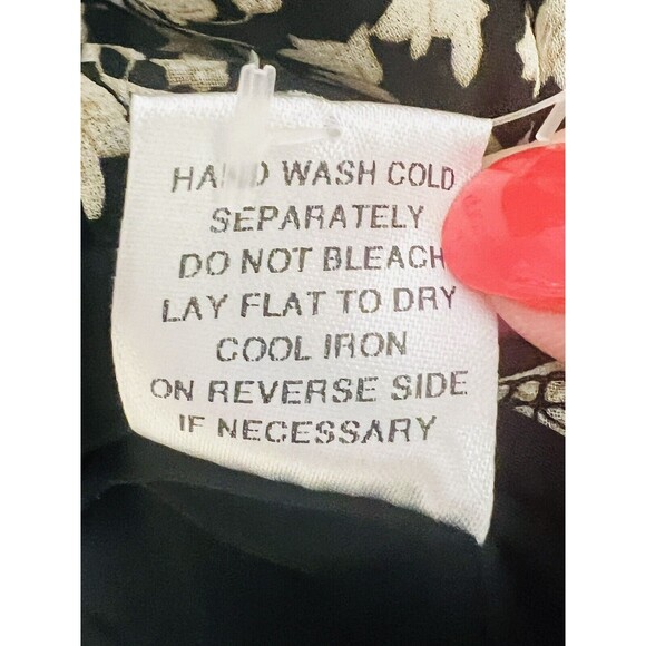 Mable Black Beige Floral Rouched Cropped Top Medium M Balloon Sleeve - Picture 9 of 9